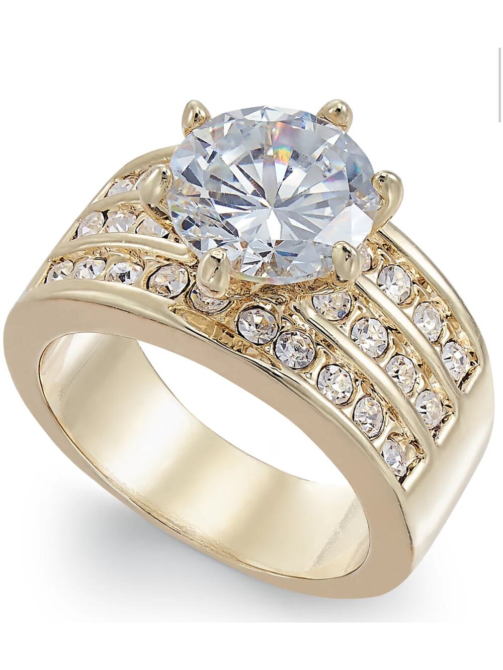 Charter Club Crystal Triple-Row Ring in Fine Gold Plate